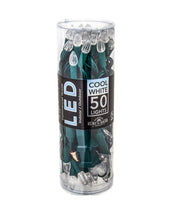 50-Light C3 Diamond Cool White LED Green Wire Light Set