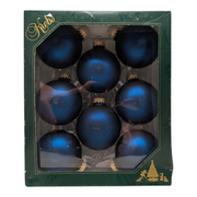Matte Navy Blue 2 5/8" (67mm) Glass Ball Ornaments - Set of 8