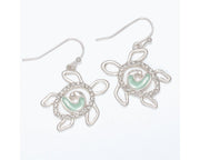 Crystal Turtle Earrings with Mint Swirl
