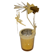 Starry Sky Rotating Candle Holder - Gold with Fairy Dangles