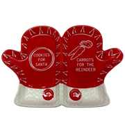 Ceramic Red & White Mitten Shaped Divided Plate