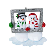 Snow Couple Holding Frame Personalized Christmas Ornament