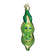 Two Peas In A Pod Glass Ornament