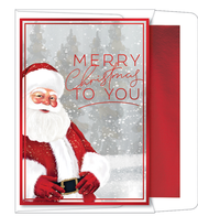Foil Accented Embossed Cards (Santa with Snowy Forest)