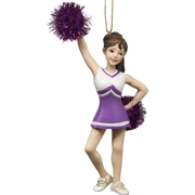 Pom-Pom Cheerleader Ornament - Purple - 5.5 Inches