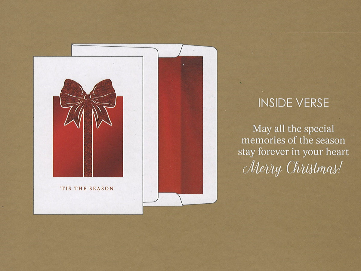 Foil Accented Embossed Cards (Red Gift Box with Bow)