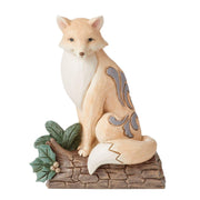 White Woodland Fox on Birch Log