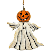 Ghostly Jack O Lantern  Wooden Ornament