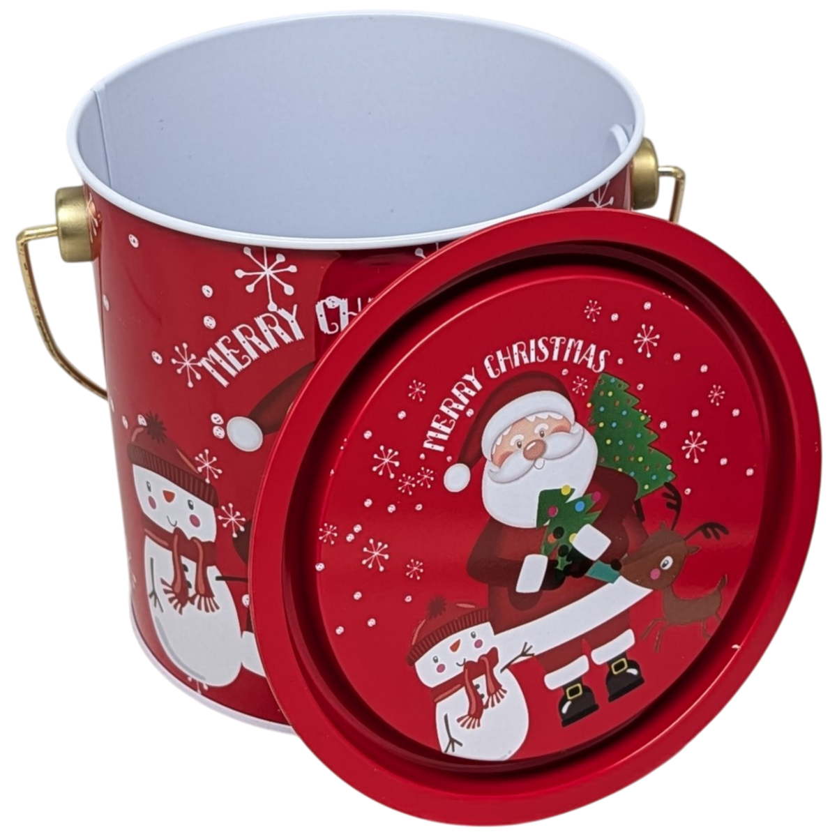 Gift Tin with Handle and Lid - Santa and Friends