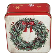 Wreath of Cheer Treat Tin - 4 Inch