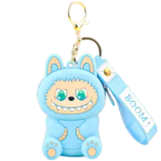 Blue With Green Eyes Silicone Labubu Coin Purse Key Chain Pendant