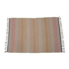 Throw Blanket Woven Recycled Cotton Blend w/Stripes & Fringe Multi Color 60"x50" by Homeportonline