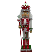 Red White and Green Nutcracker With Rounded Hat