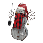 Metal Snowman Figurine - 18 Inch - Santa Hat