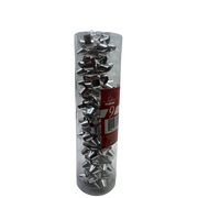 9 Tiny Metallic Bows In A Tube - Silver Metallic