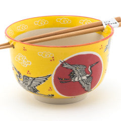 Noodle Bowl - Crane w/Chopsticks by Homeportonline