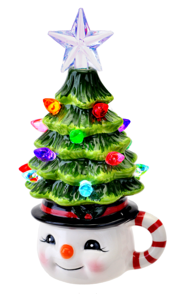 LED Light Up Snowman Mug w/Tree Mini Shimmer