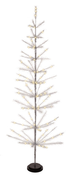 6 Foot LED Silver Tree Battery Operated