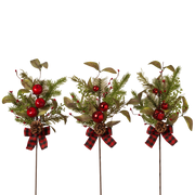Pine & Berry Pick with Plaid Bow -