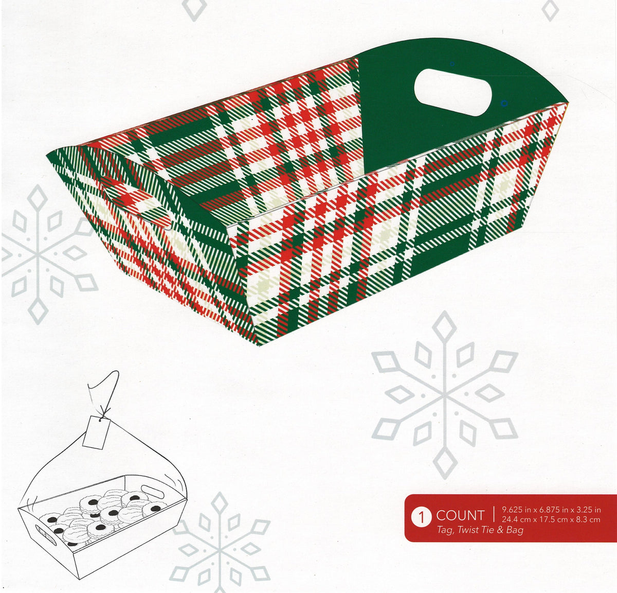 Cookie Tray With Cello Wrap - Holiday Tartan Plaid