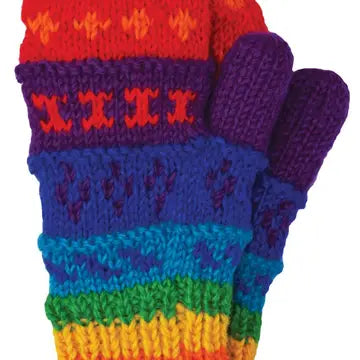 Patterned Mittens-Pure Wool-Knitted