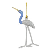 Clear and Blue Heron Ornament with Asfour Crystal Eyes
