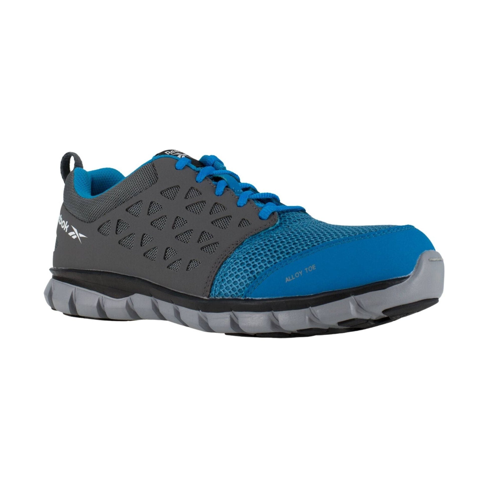 Reebok Work Men's Sublite Cushion Alloy Toe ESD Work Shoe - Grey/Blue by Lenny's Shoe & Apparel