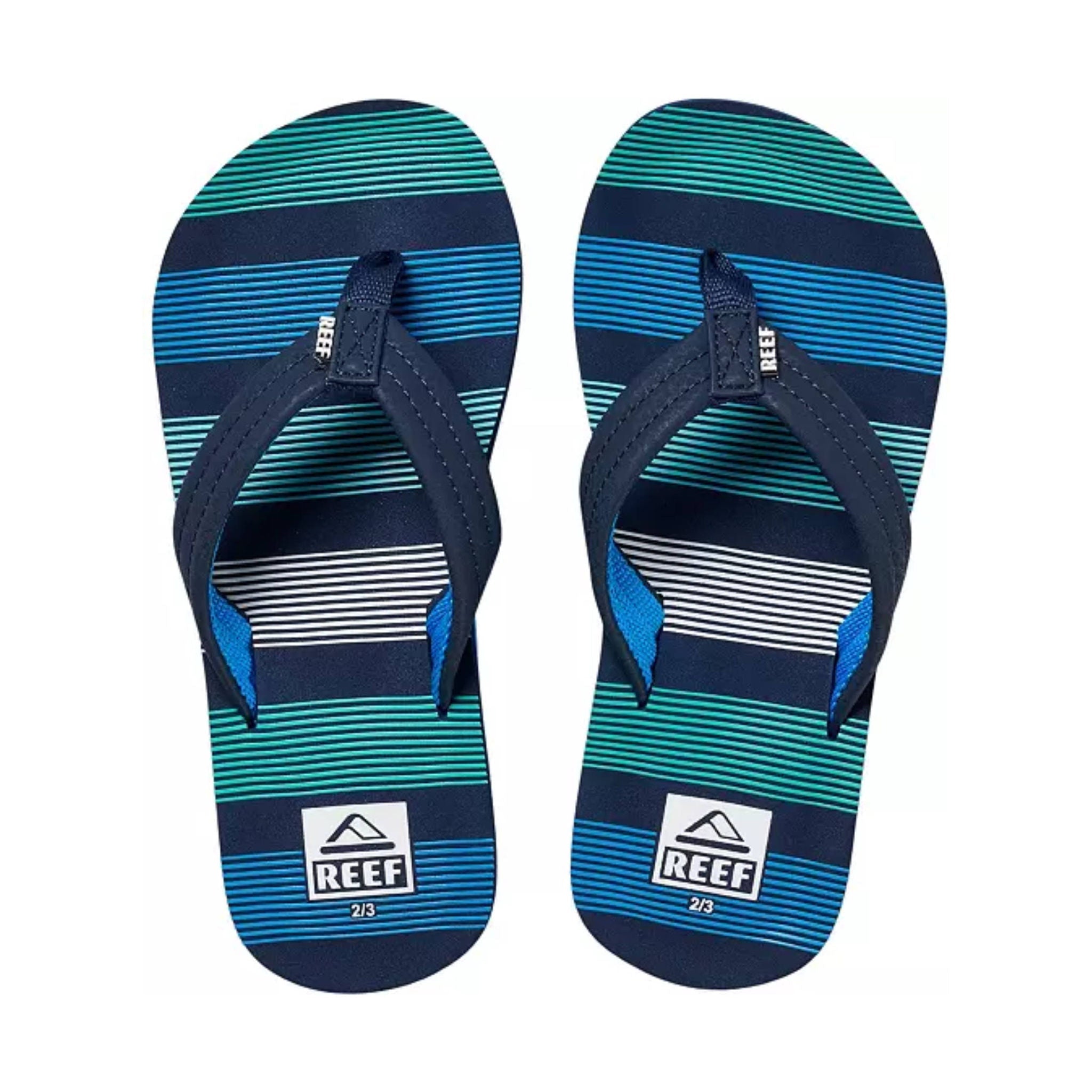 Reef Kids' Ahi Flip Flop - Deep Sea Stripes by Lenny's Shoe & Apparel