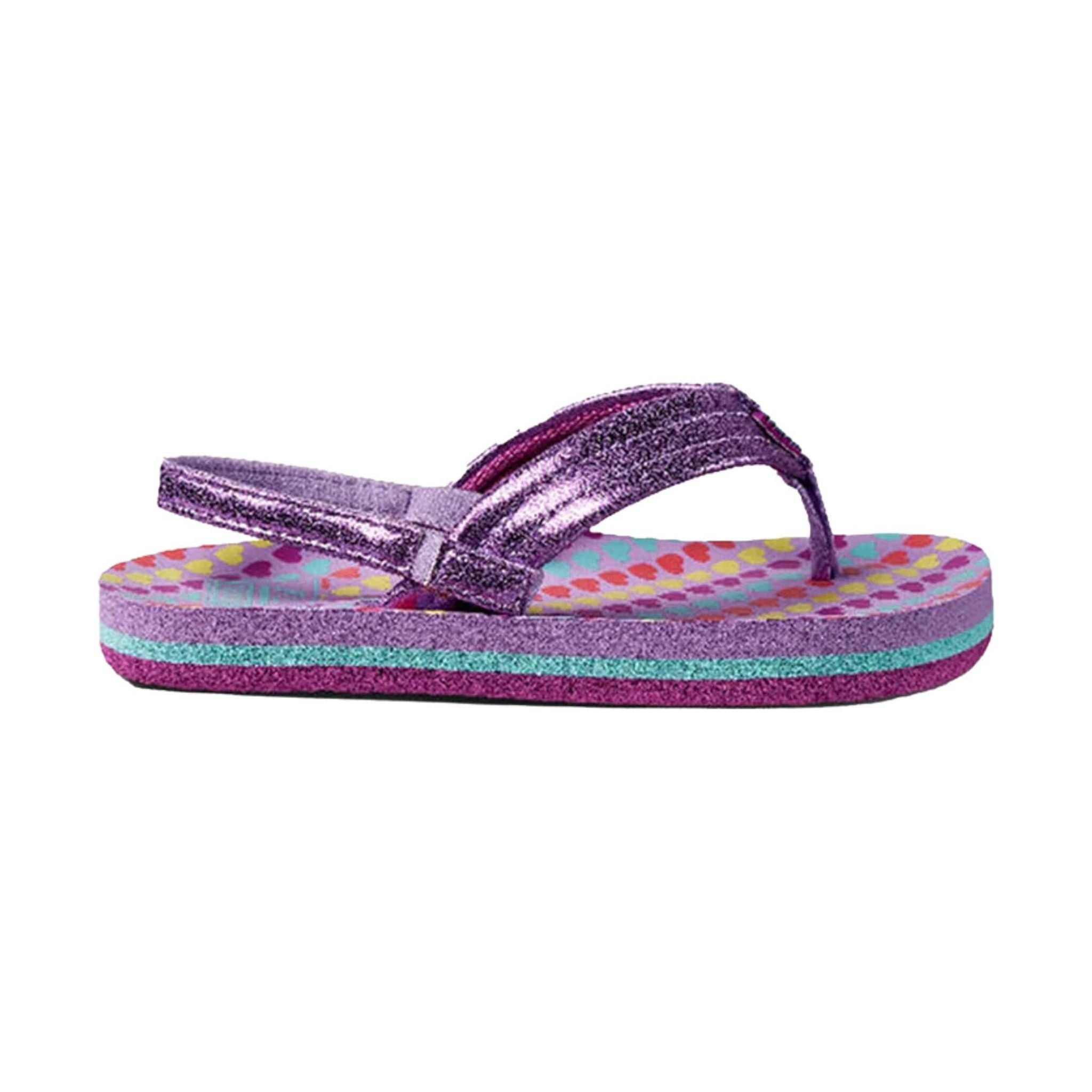 Reef Kids' Little Ahi Flip Flop - Lavender Hearts by Lenny's Shoe & Apparel