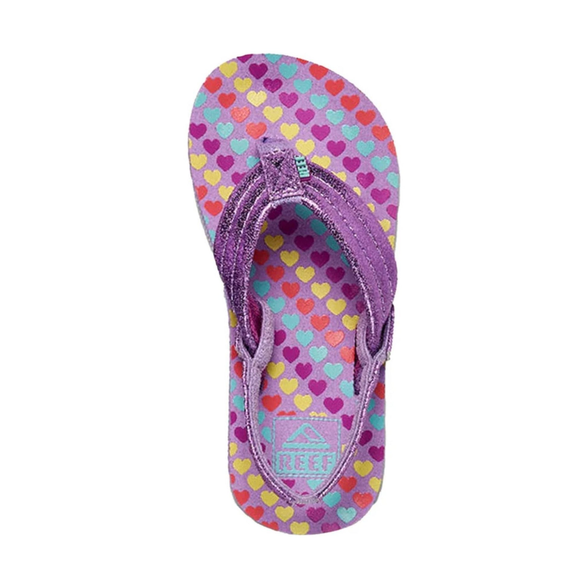 Reef Kids' Little Ahi Flip Flop - Lavender Hearts by Lenny's Shoe & Apparel