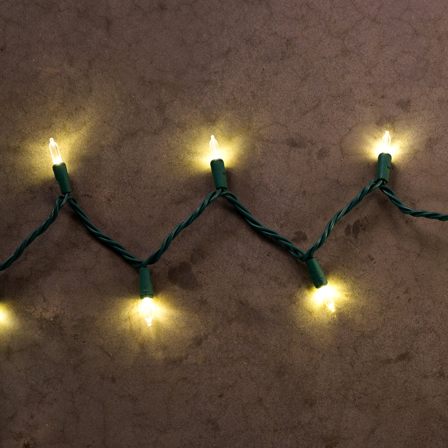Warm White LED String Lights - 100 Light - Green Wire