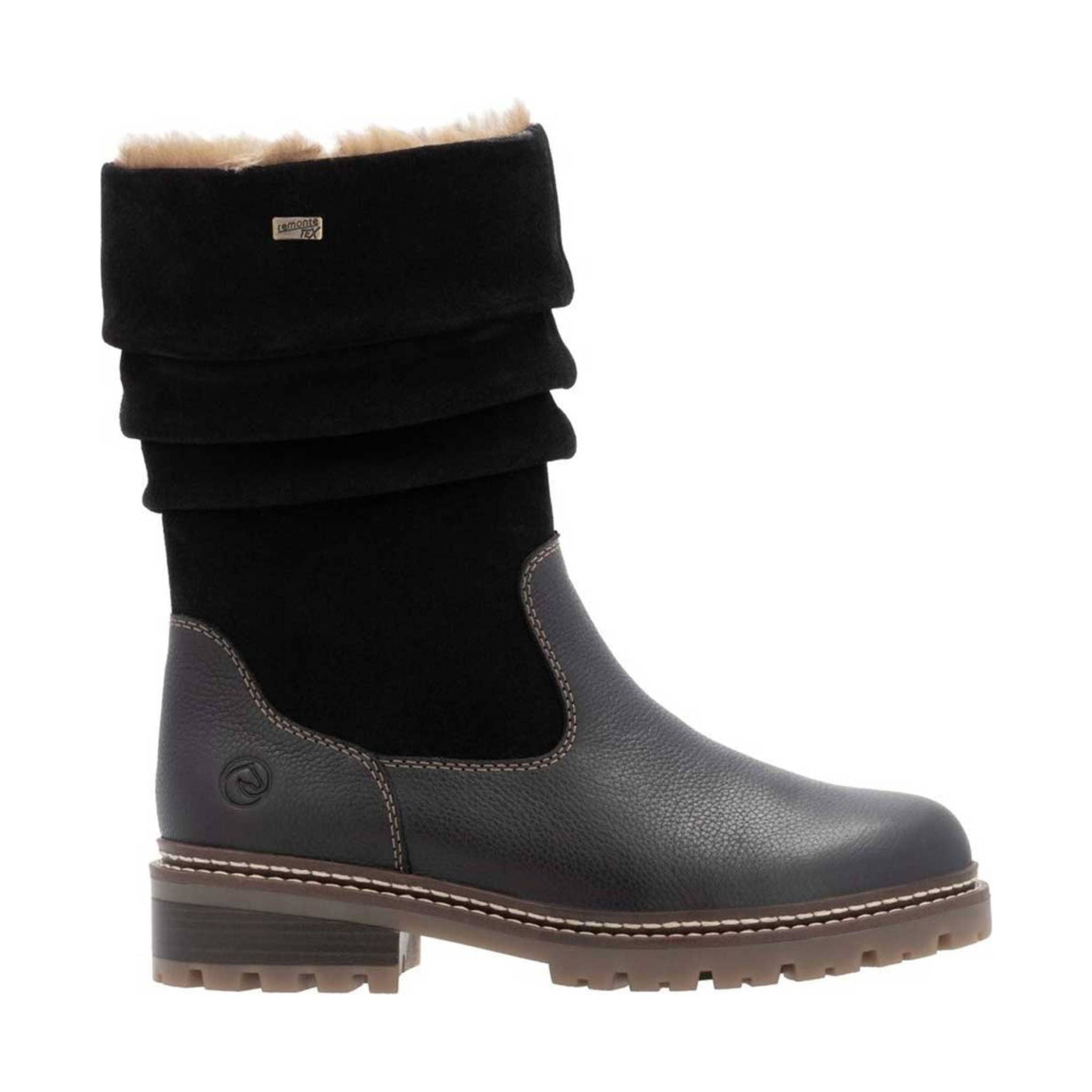 Remonte Women's Stefanie Slouch Mid Calf Boots - Black by Lenny's Shoe & Apparel