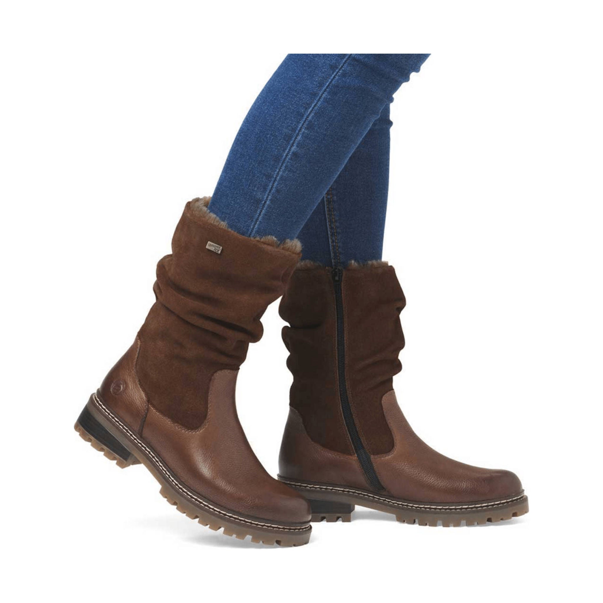 Remonte Women's Stefanie Slouch Mid Calf Boots - Brown by Lenny's Shoe & Apparel