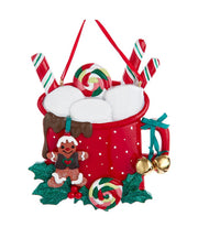 Cocoa Mug With Marshmallows Ornament - Family of 3