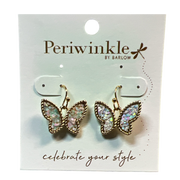 Butterfly Earrings – Iridescent Glitter with Gold Trim