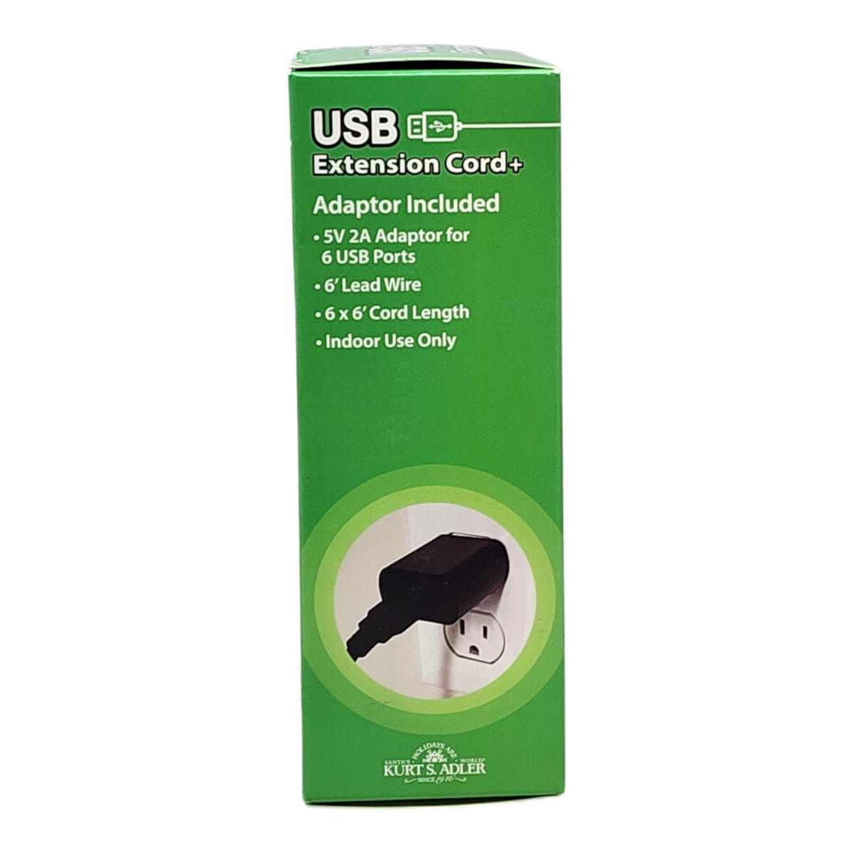 6 Port USB Extension Cord with 2 Amp Power Plug - Black