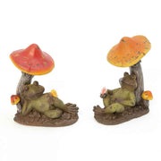 Resin Frog Laying under a Mushoom -