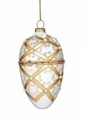 Faberge Style Egg with Gold accent Ornament - Ivory