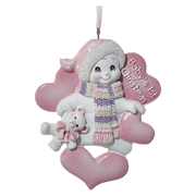 Baby's 1st Christmas - Snowman Ornament - Pink