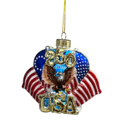 Celebratory 250th Anniversary U.S. Flag Glass Ornament