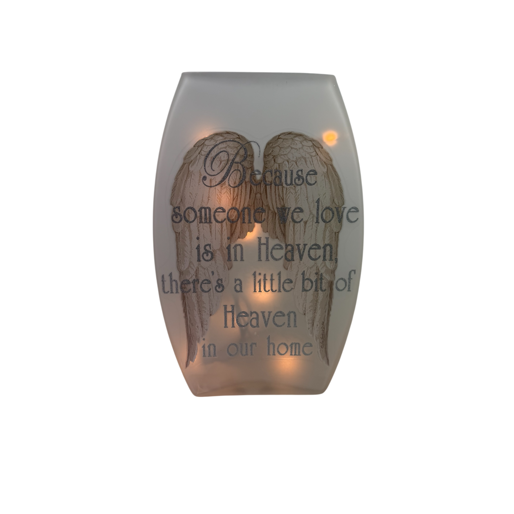 A Piece of Heaven is in our Home Lighted Vase - Silver Lettering
