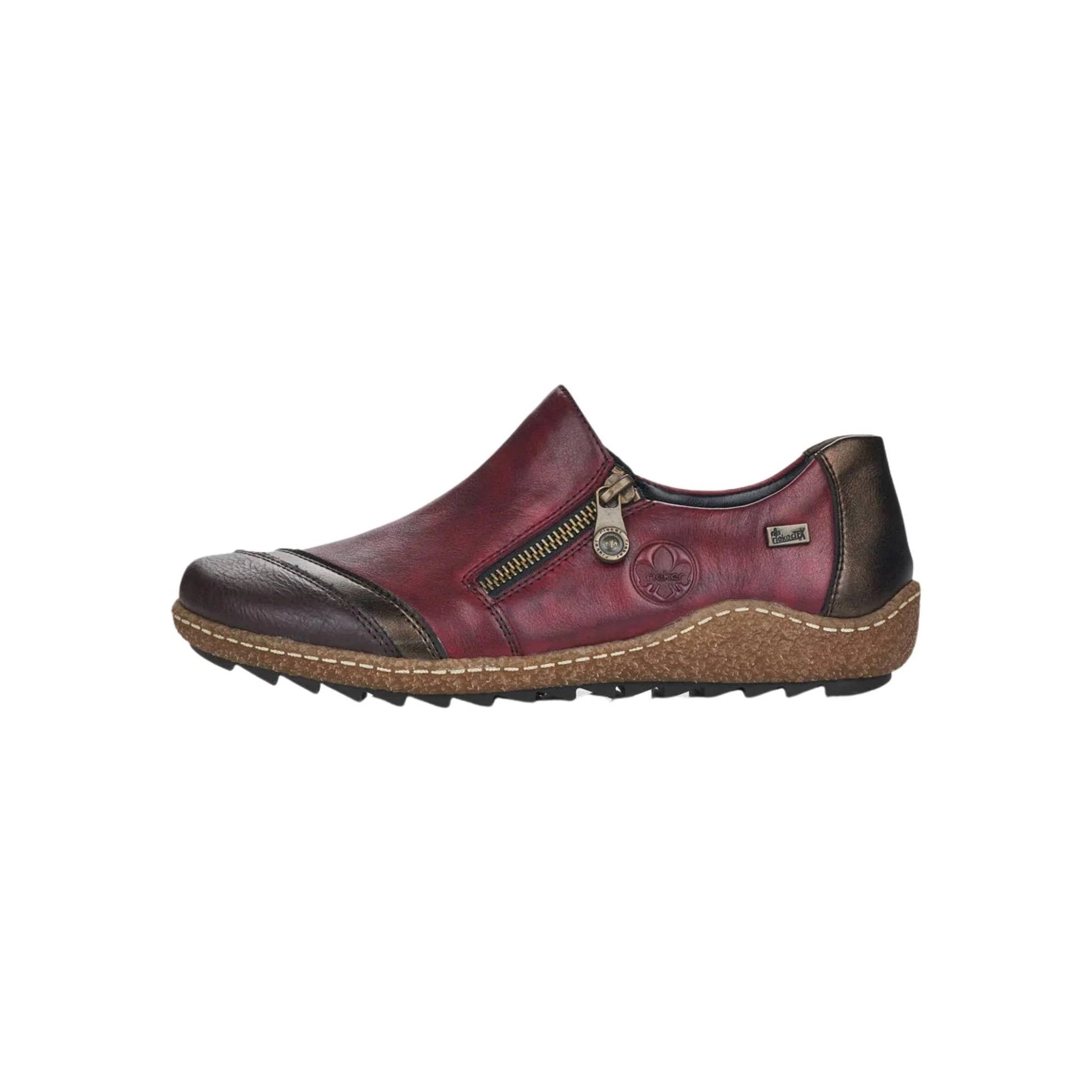 Rieker Women's Liv Slip Zip Shoes - Red by Lenny's Shoe & Apparel