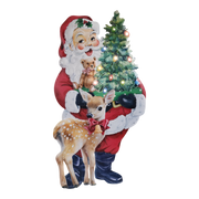 Lighted Metal Santa Porch Easel - 26 Inch