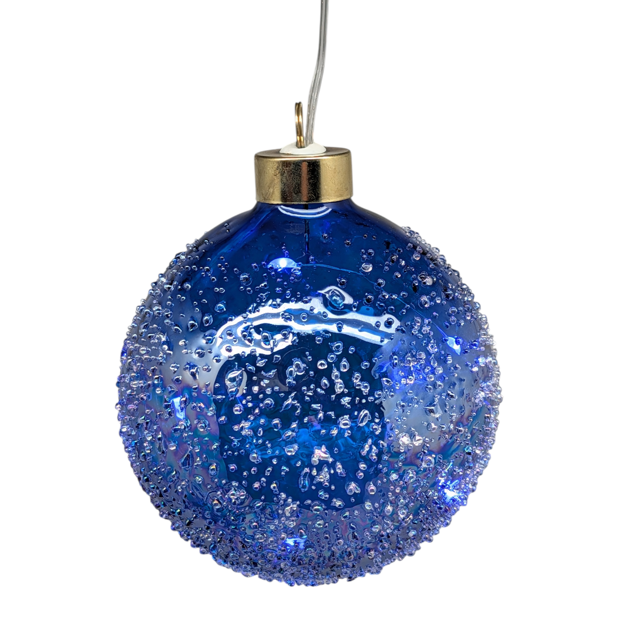 100MM USB Lighted Glass Ball Ornament - Blue