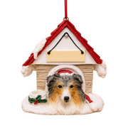 Ceramic Doghouse Ornament - Australian Shepherd