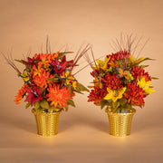Harvest Floral Arrangements in Gold Weighted Pot -