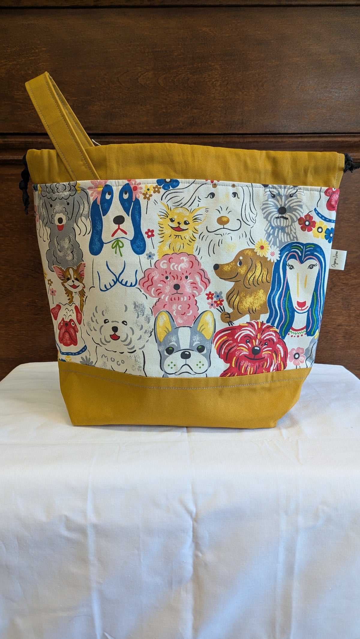 Organic Lines Drawstring Bag - Kokka Collection Dogs