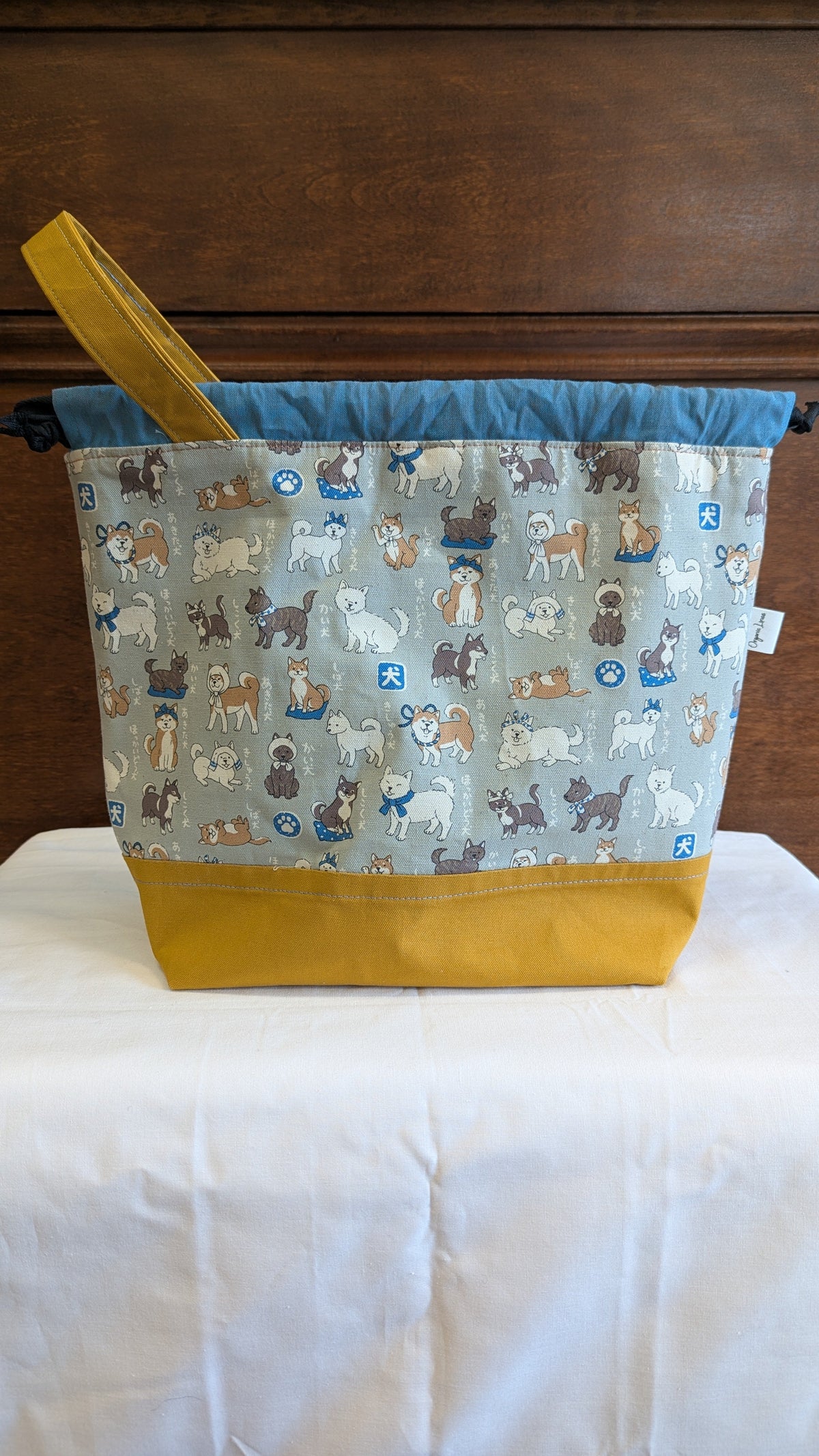 Organic Lines Drawstring Bag - Kokka Collection Dogs