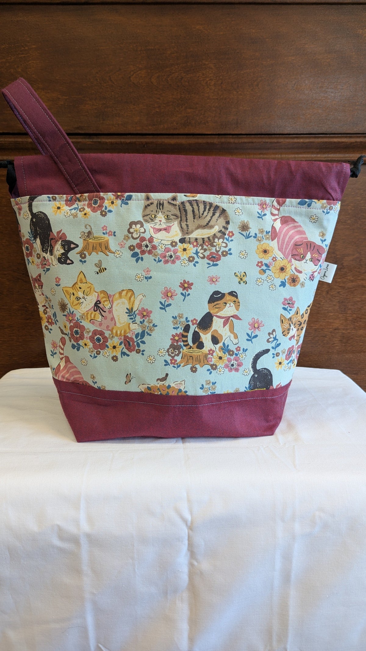 Organic Lines Drawstring Bag - Kokka Collection Cats