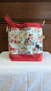 Organic Lines Drawstring Bag - Kokka Collection Cats